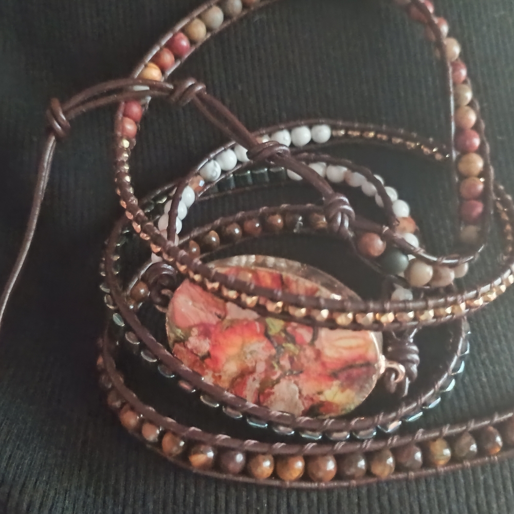 Artisan Earthy Tones Beaded Wrap Bracelet